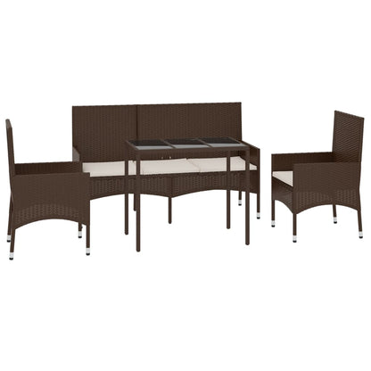 4-tlg. Garten-Lounge-Set mit Kissen Braun Poly Rattan - Pazzar.ch
