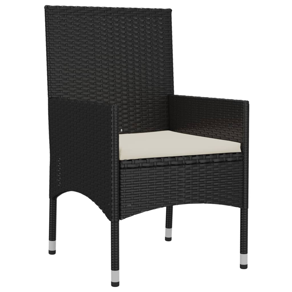 4-tlg. Garten-Lounge-Set mit Kissen Schwarz Poly Rattan - Pazzar.ch