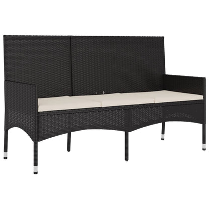4-tlg. Garten-Lounge-Set mit Kissen Schwarz Poly Rattan - Pazzar.ch