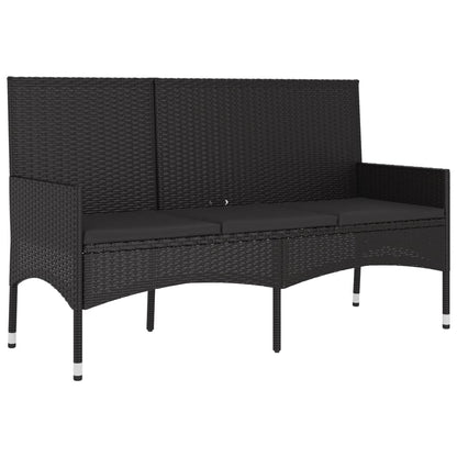 4-tlg. Garten-Lounge-Set mit Kissen Schwarz Poly Rattan - Pazzar.ch