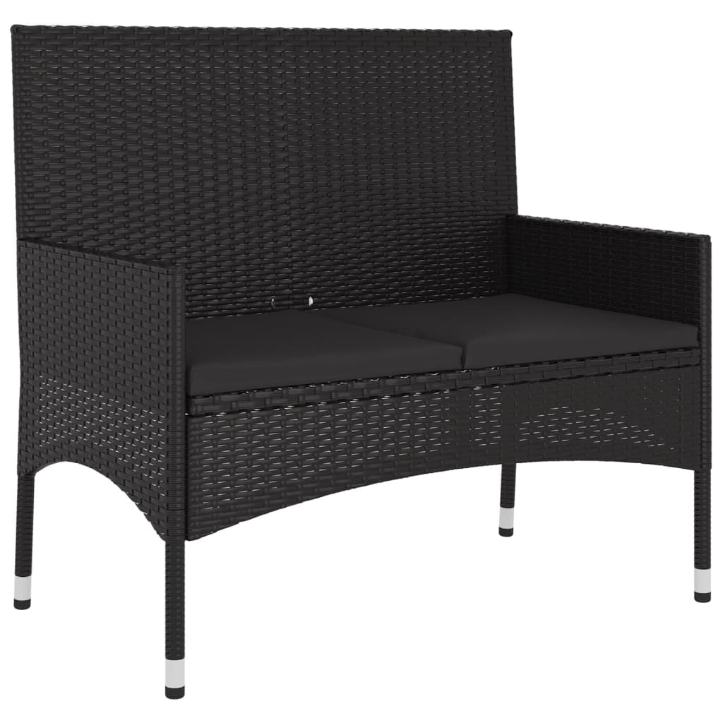 6-tlg. Garten-Lounge-Set mit Kissen Schwarz Poly Rattan - Pazzar.ch