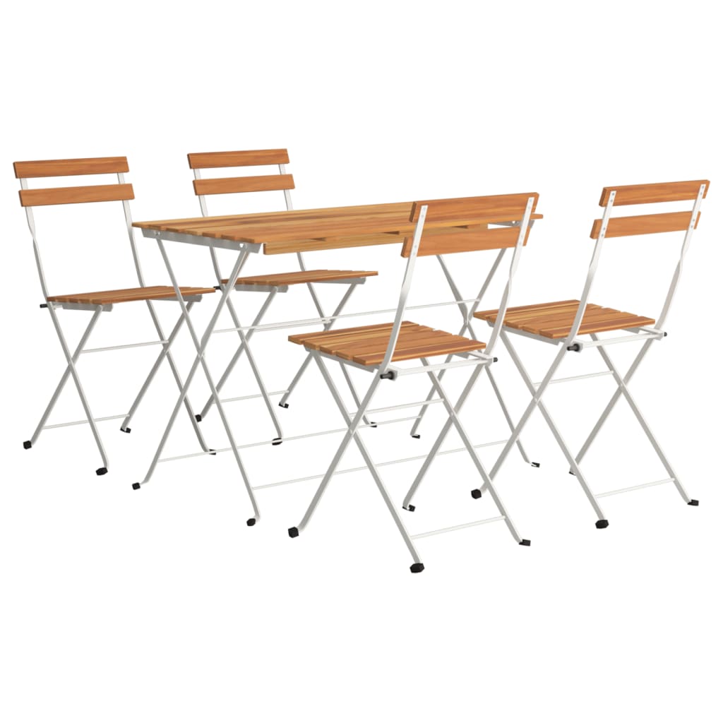5-tlg. Bistro-Set Klappbar Massivholz Akazie und Stahl - Pazzar.ch