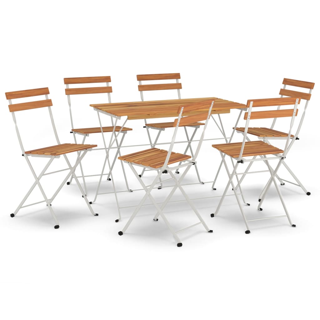 7-tlg. Bistro-Set Klappbar Massivholz Akazie und Stahl - Pazzar.ch