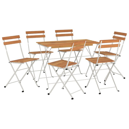7-tlg. Bistro-Set Klappbar Massivholz Akazie und Stahl - Pazzar.ch