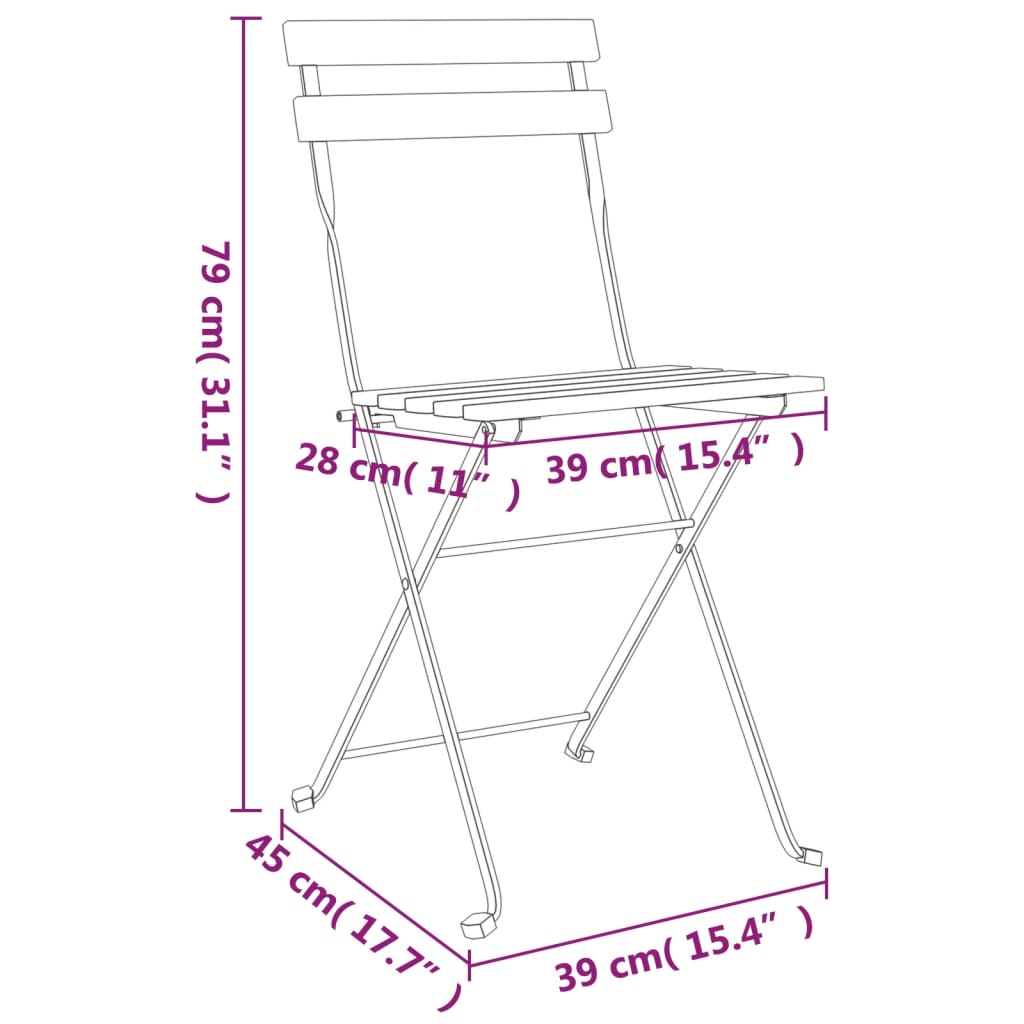 7-tlg. Bistro-Set Klappbar Massivholz Akazie und Stahl - Pazzar.ch