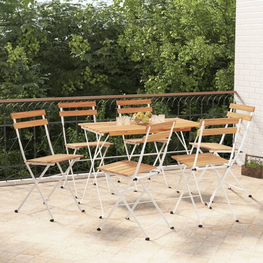 7-tlg. Bistro-Set Klappbar Massivholz Akazie und Stahl - Pazzar.ch