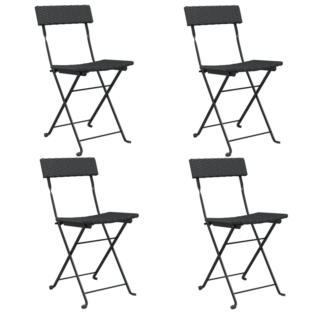 Bistrostühle 4 Stk. Klappbar Schwarz Poly Rattan und Stahl - Pazzar.ch