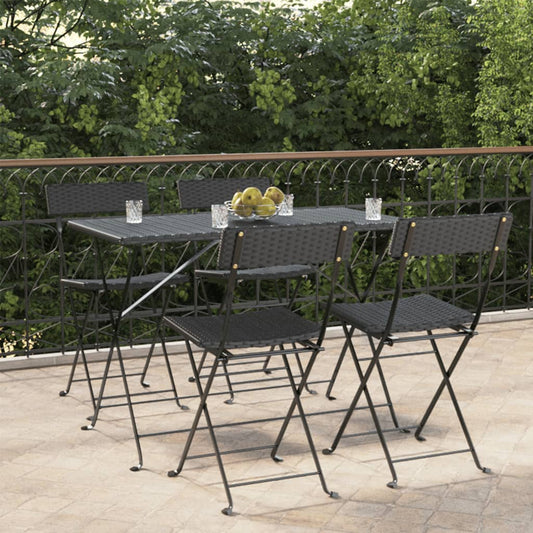 Bistrostühle 4 Stk. Klappbar Schwarz Poly Rattan und Stahl - Pazzar.ch