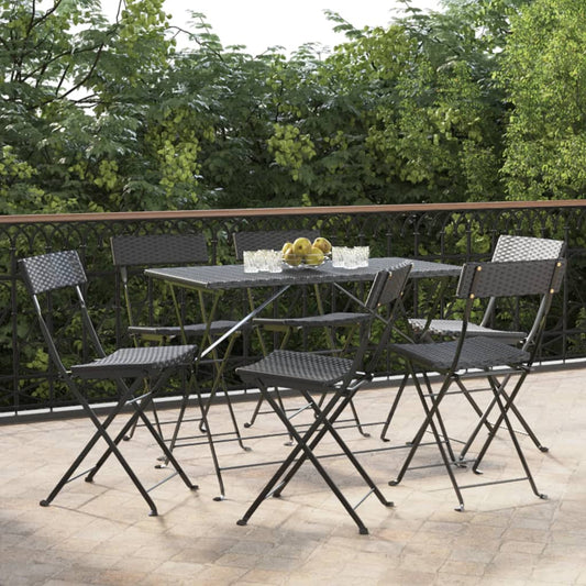 Bistrostühle 6 Stk. Klappbar Schwarz Poly Rattan und Stahl - Pazzar.ch