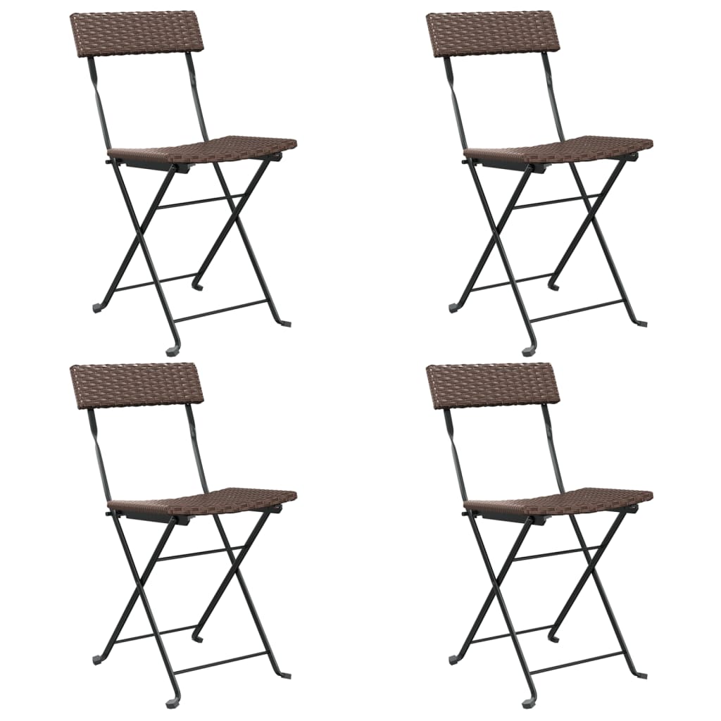 Bistrostühle 4 Stk. Klappbar Braun Poly Rattan und Stahl - Pazzar.ch