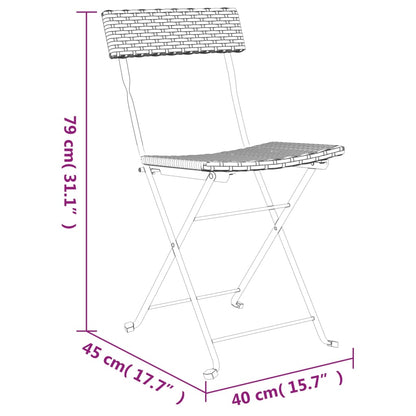 Bistrostühle 4 Stk. Klappbar Braun Poly Rattan und Stahl - Pazzar.ch