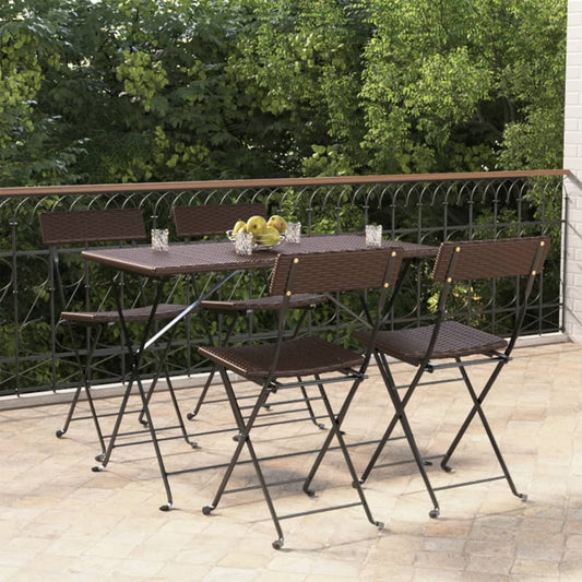 Bistrostühle 4 Stk. Klappbar Braun Poly Rattan und Stahl - Pazzar.ch