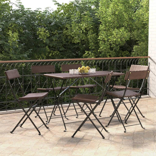 Bistrostühle 6 Stk. Klappbar Braun Poly Rattan und Stahl - Pazzar.ch