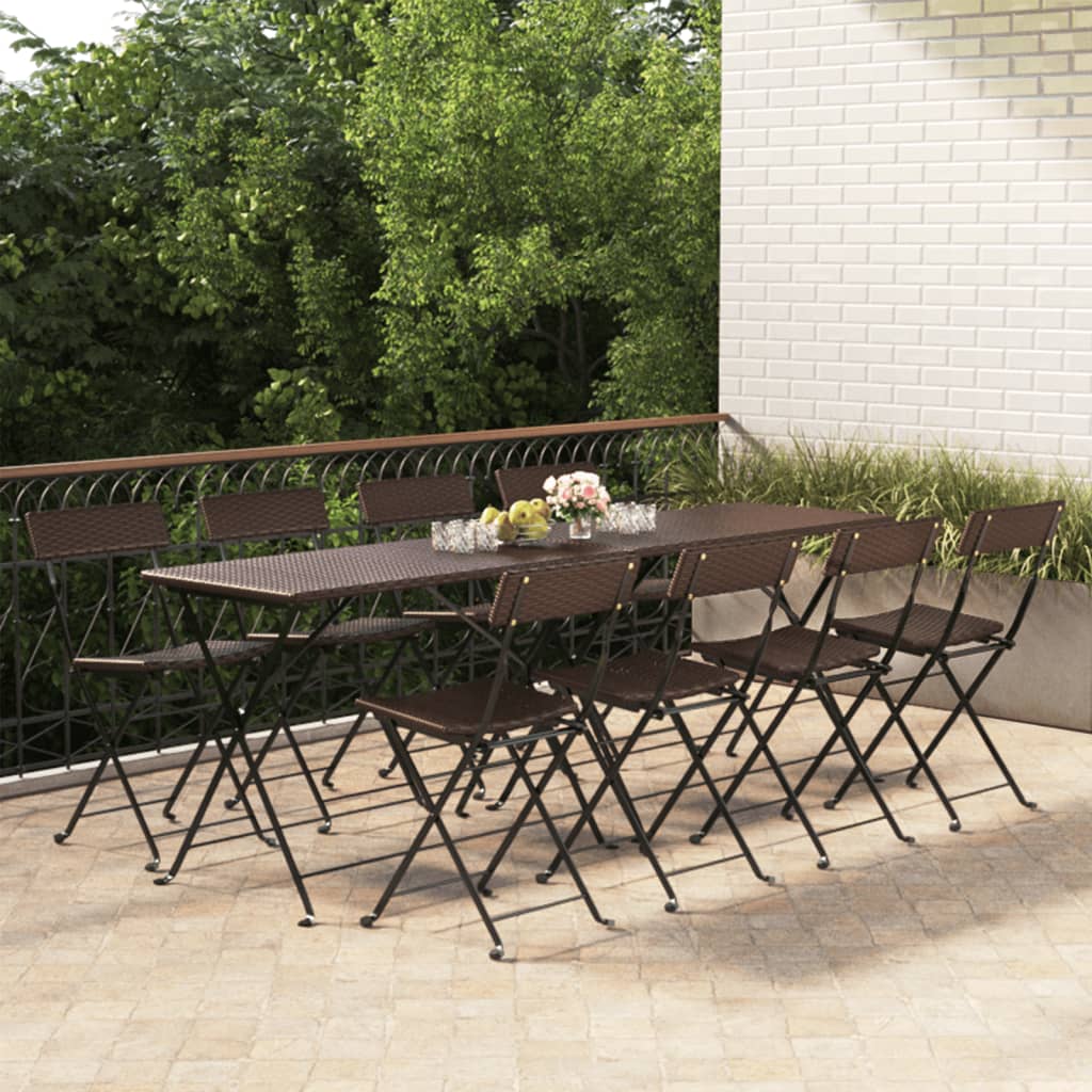 Bistrostühle 8 Stk. Klappbar Braun Poly Rattan und Stahl - Pazzar.ch