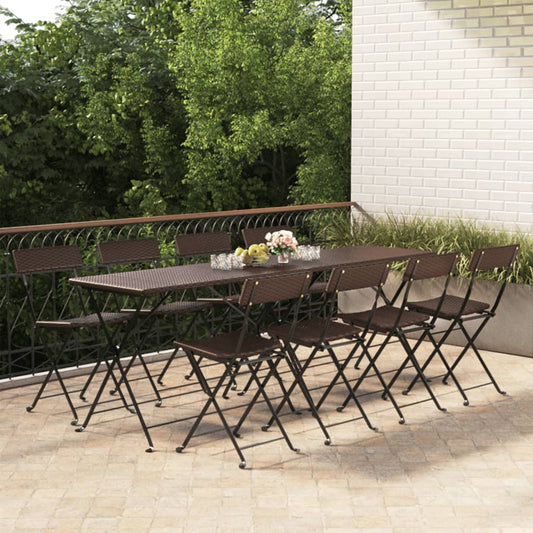 Bistrostühle 8 Stk. Klappbar Braun Poly Rattan und Stahl - Pazzar.ch