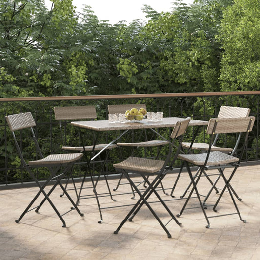 Bistrostühle 6 Stk. Klappbar Grau Poly Rattan und Stahl - Pazzar.ch