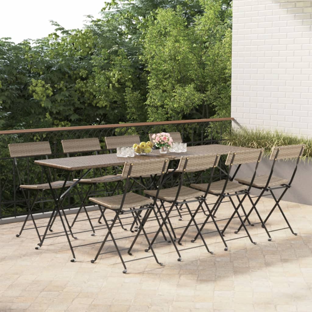 Bistrostühle 8 Stk. Klappbar Grau Poly Rattan und Stahl - Pazzar.ch