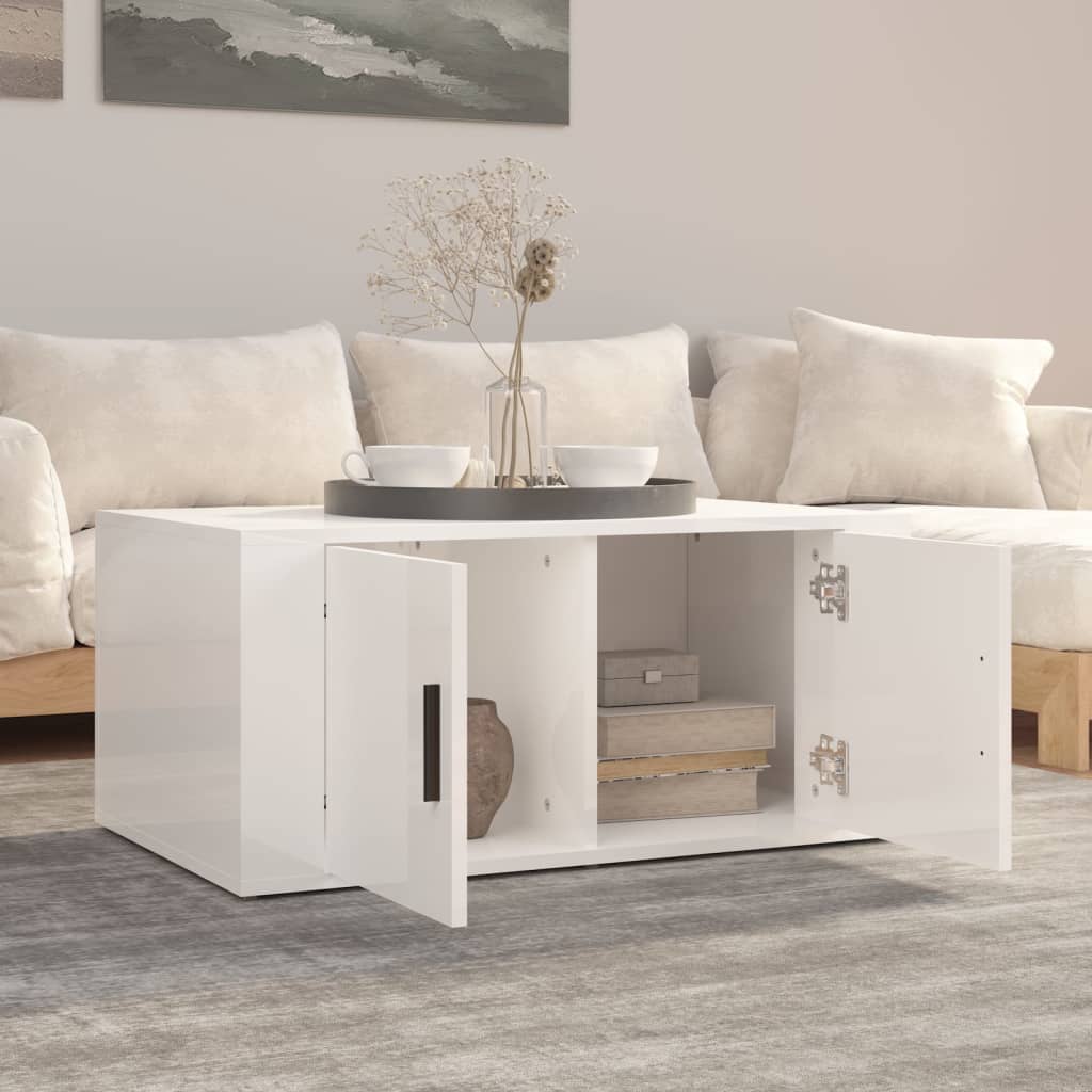 Couchtisch Hochglanz-Weiß 80x50x36 cm Holzwerkstoff - Pazzar.ch