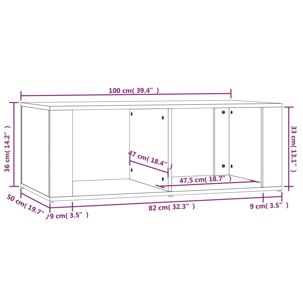 Couchtisch Räuchereiche 100x50x36 cm Holzwerkstoff - Pazzar.ch