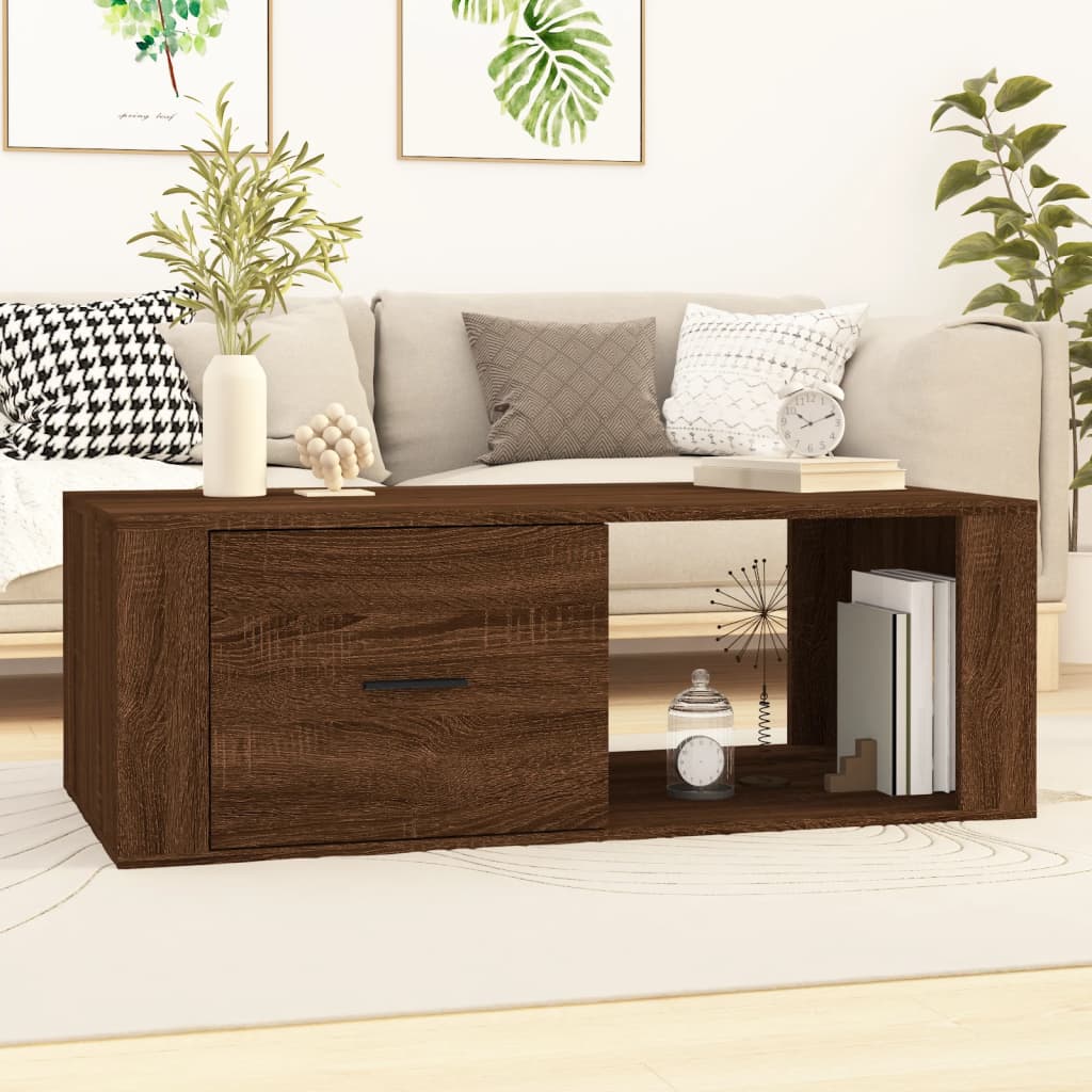 Couchtisch Braun Eichen-Optik 100x50,5x35 cm Holzwerkstoff - Pazzar.ch