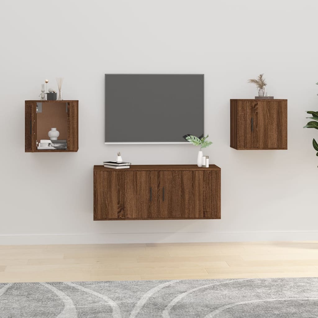 TV-Wandschränke 2 Stk. Braun Eichen-Optik 40x34,5x40 cm - Pazzar.ch