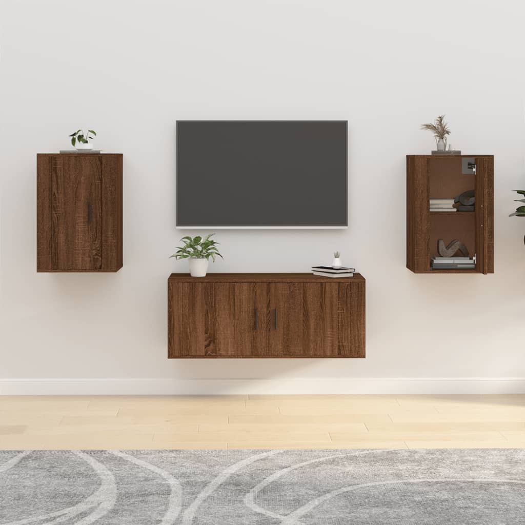 TV-Wandschränke 2 Stk. Braun Eichen-Optik 40x34,5x60 cm - Pazzar.ch