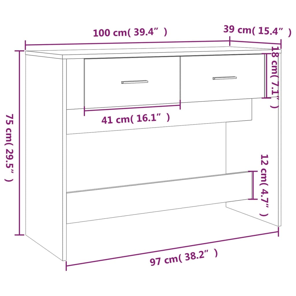 Konsolentisch Weiß 100x39x75 cm Holzwerkstoff - Pazzar.ch