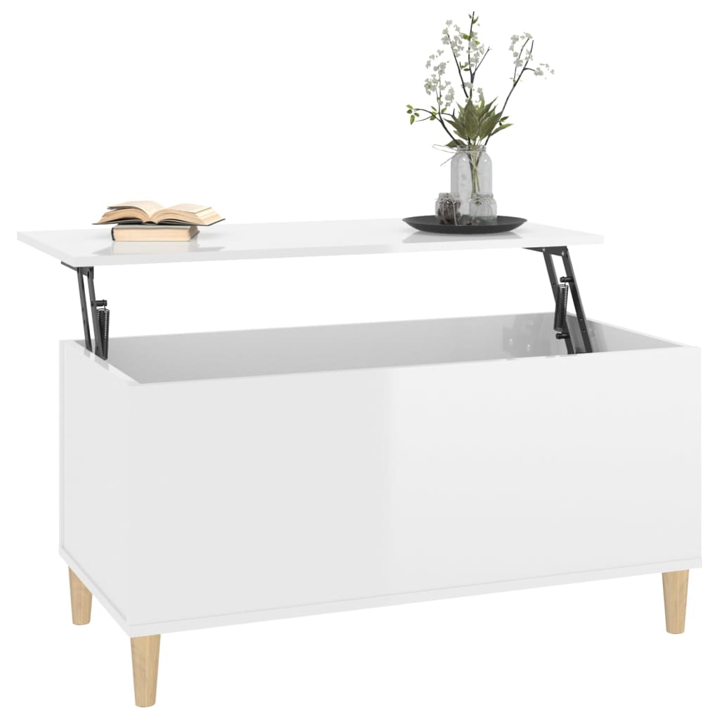 Couchtisch Hochglanz-Weiß 90x44,5x45 cm Holzwerkstoff - Pazzar.ch