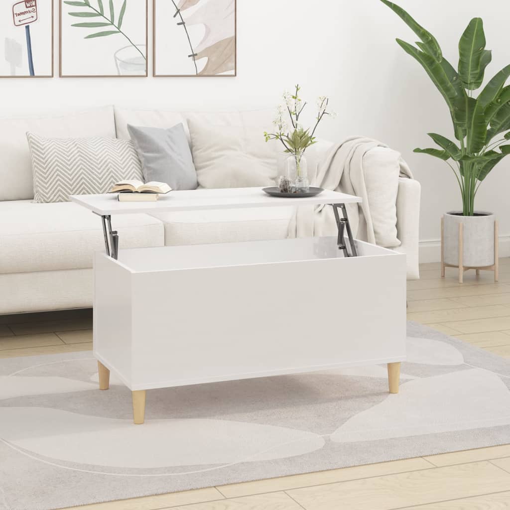 Couchtisch Hochglanz-Weiß 90x44,5x45 cm Holzwerkstoff - Pazzar.ch