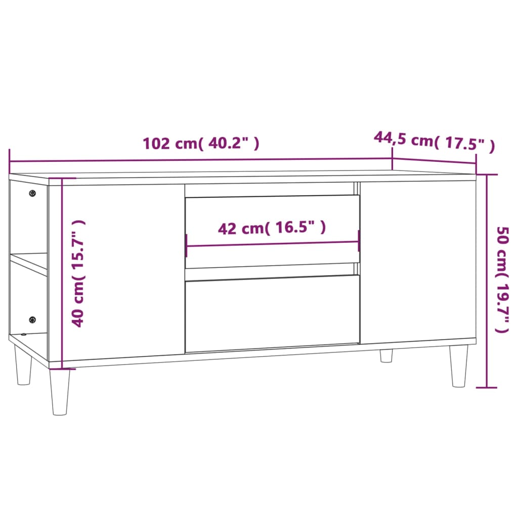 TV-Schrank Braun Eichen-Optik 102x44,5x50 cm Holzwerkstoff - Pazzar.ch