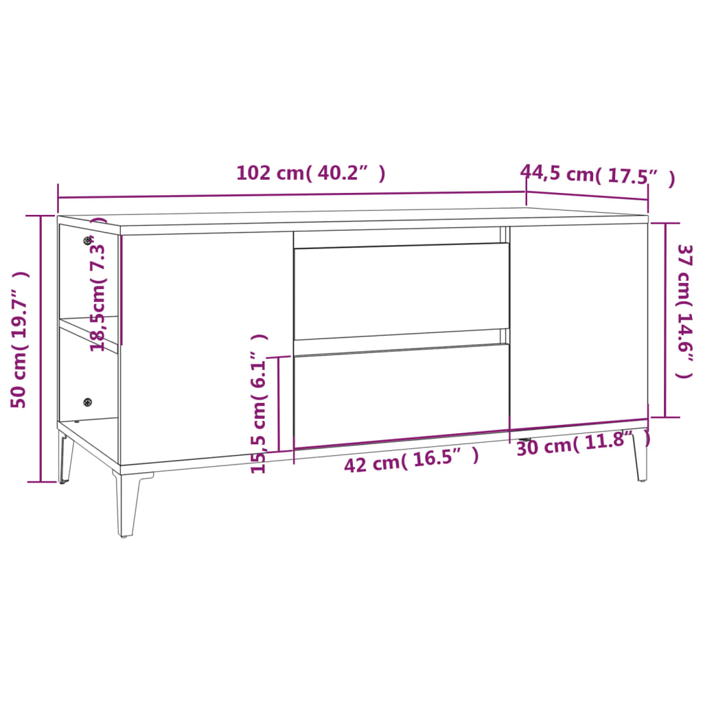 TV-Schrank Weiß 102x44,5x50 cm Holzwerkstoff - Pazzar.ch