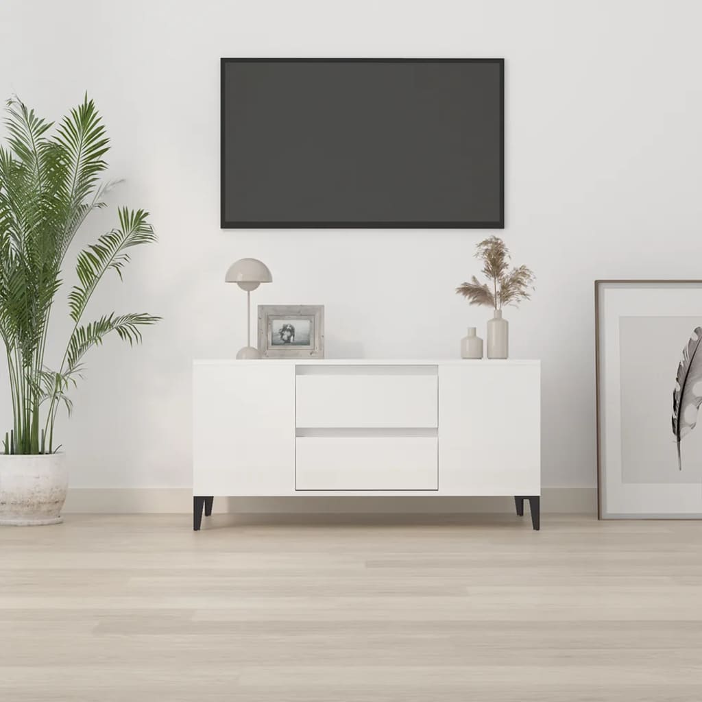 TV-Schrank Hochglanz-Weiß 102x44,5x50 cm Holzwerkstoff - Pazzar.ch