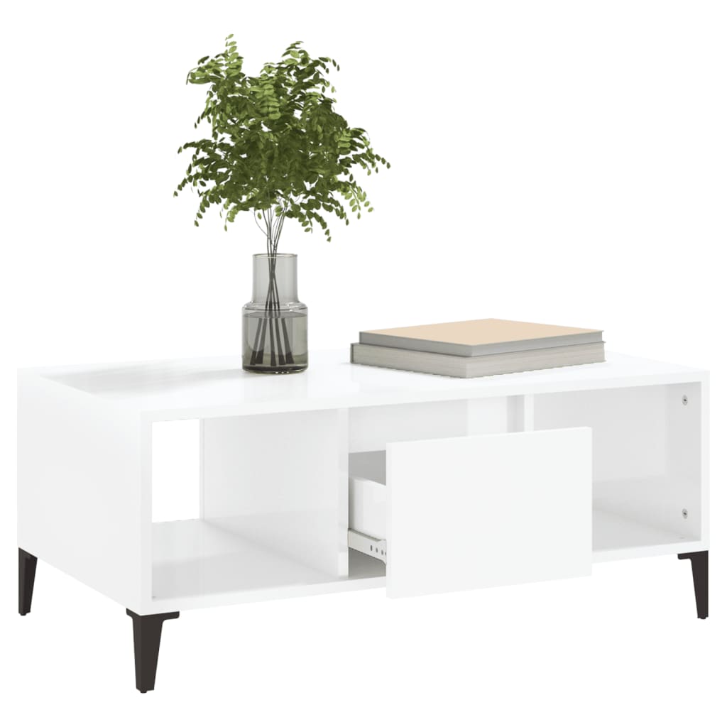 Couchtisch Hochglanz-Weiß 90x50x36,5 cm Holzwerkstoff - Pazzar.ch