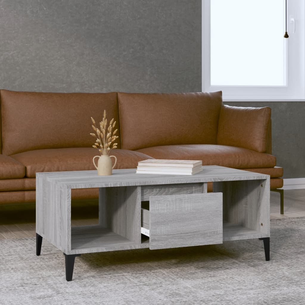Couchtisch Grau Sonoma 90x50x36,5 cm Holzwerkstoff - Pazzar.ch