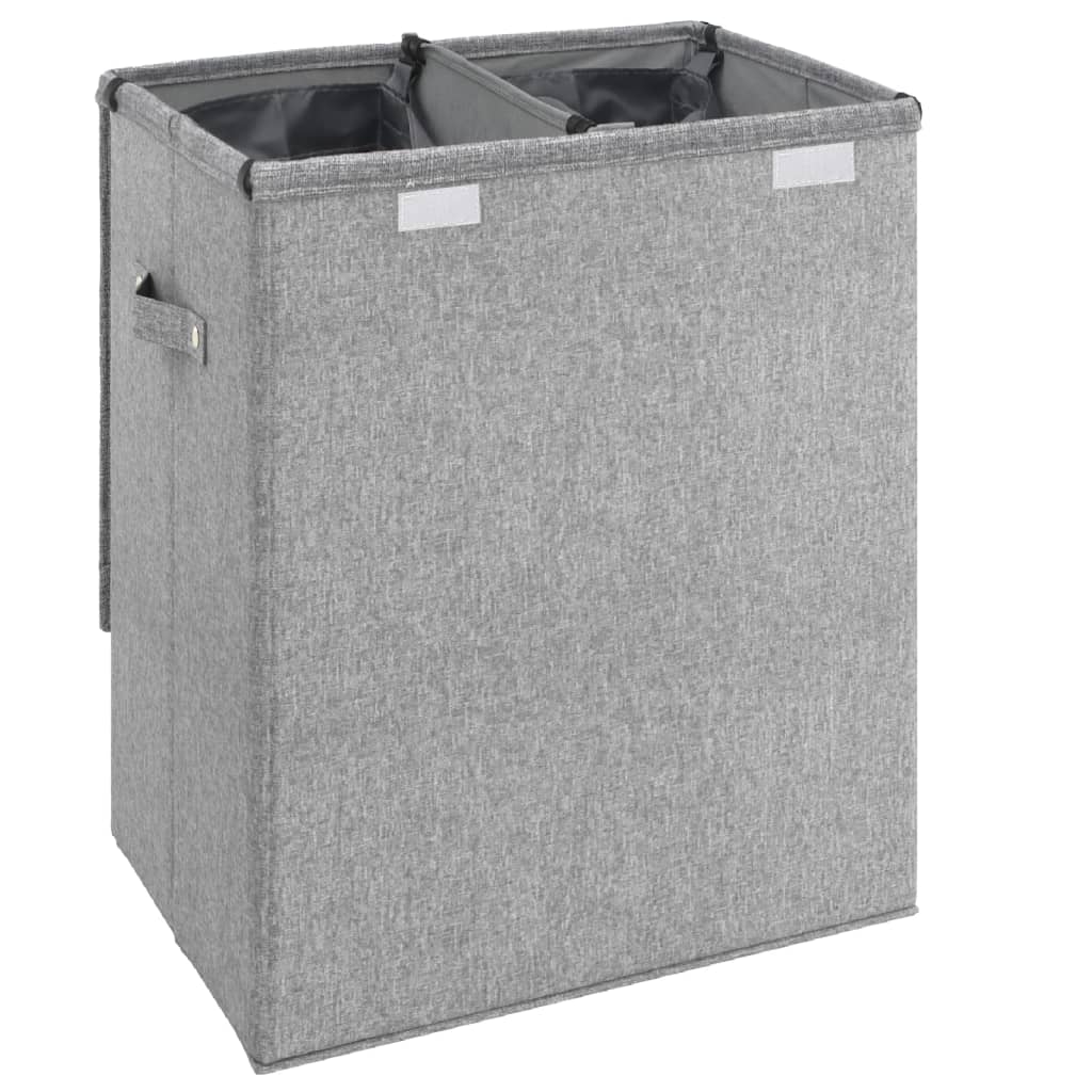 Faltbarer Wäschekorb Grau 51x34,5x59 cm Leinenimitat Stoff - Pazzar.ch