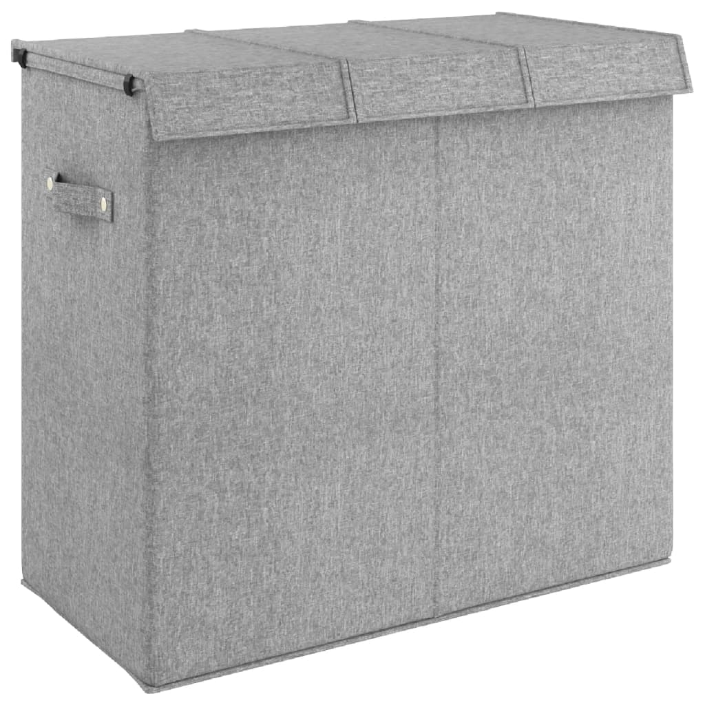 Faltbarer Wäschekorb Grau 64,5x34,5x59 cm Leinenimitat Stoff - Pazzar.ch