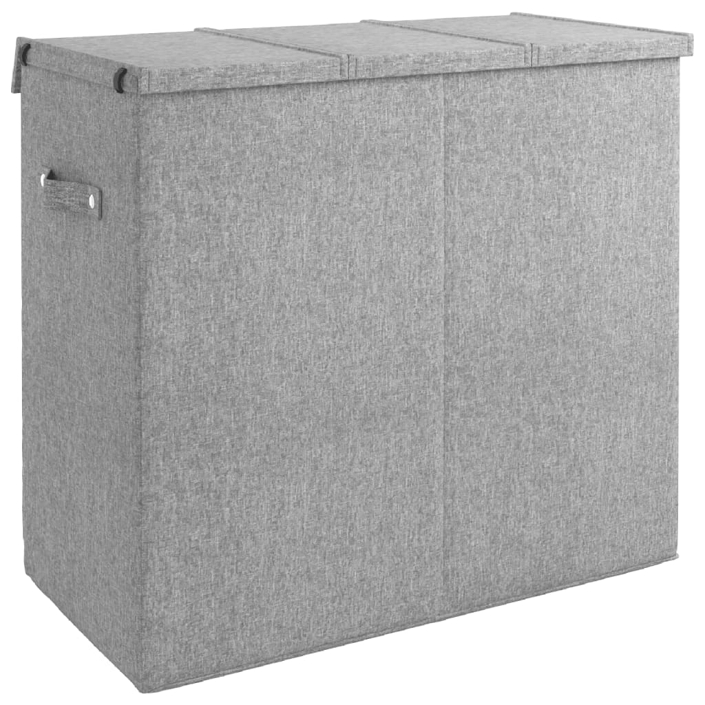 Faltbarer Wäschekorb Grau 64,5x34,5x59 cm Leinenimitat Stoff - Pazzar.ch