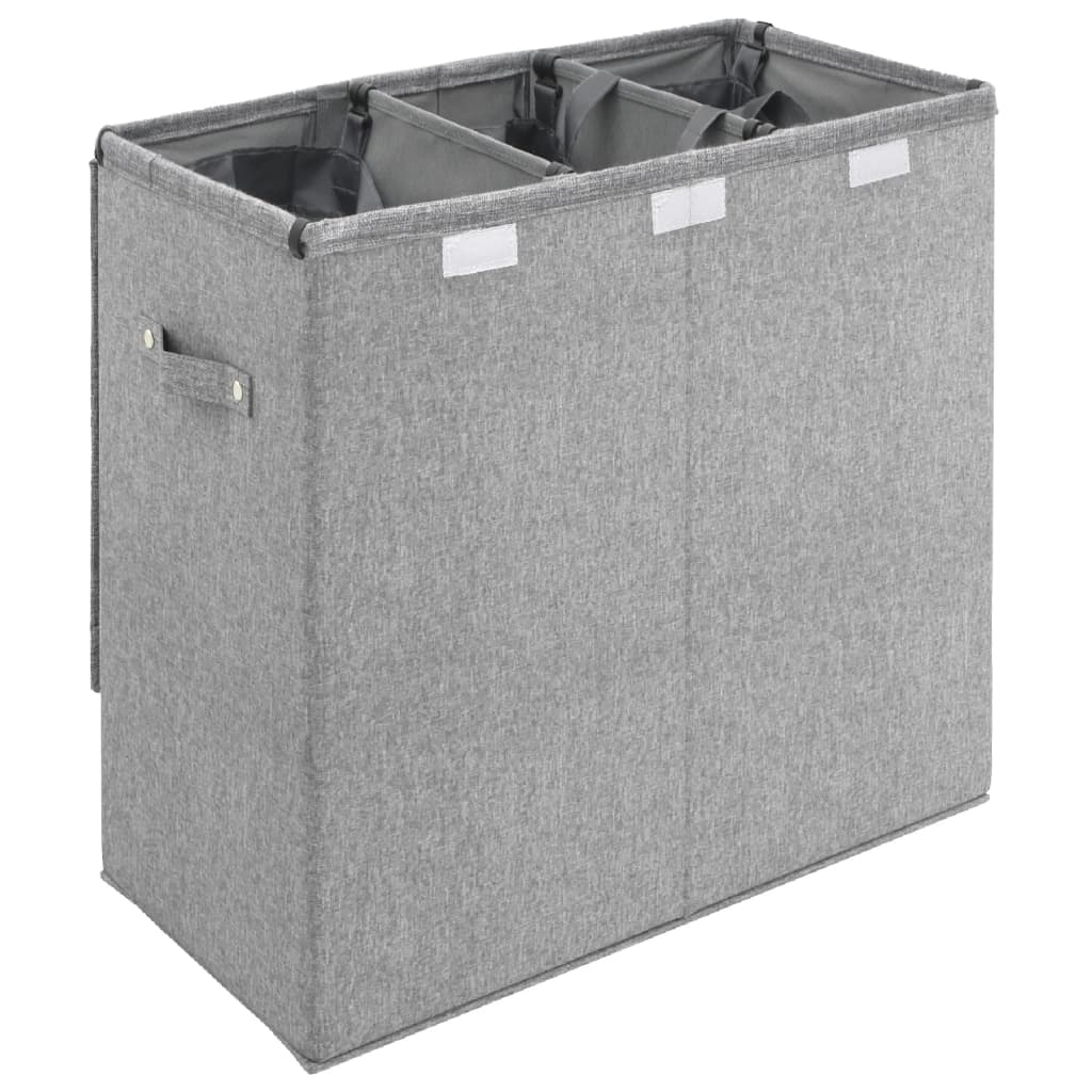 Faltbarer Wäschekorb Grau 64,5x34,5x59 cm Leinenimitat Stoff - Pazzar.ch