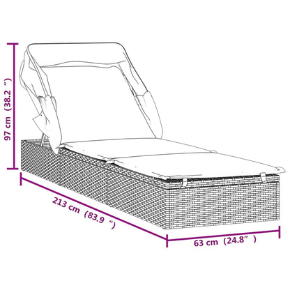 Sonnenliege mit Faltdach Grau 213x63x97 cm Poly Rattan - Pazzar.ch