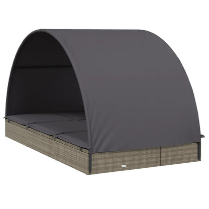2-Personen-Sonnenliege mit Dach Grau 211x112x140 Poly Rattan - Pazzar.ch