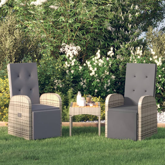 Garten-Liegestühle mit Kissen 2 Stk. Grau Poly Rattan - Pazzar.ch
