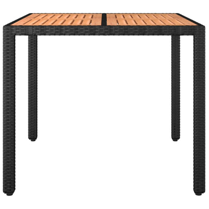 Gartentisch mit Holzplatte Schwarz Poly Rattan & Akazienholz - Pazzar.ch