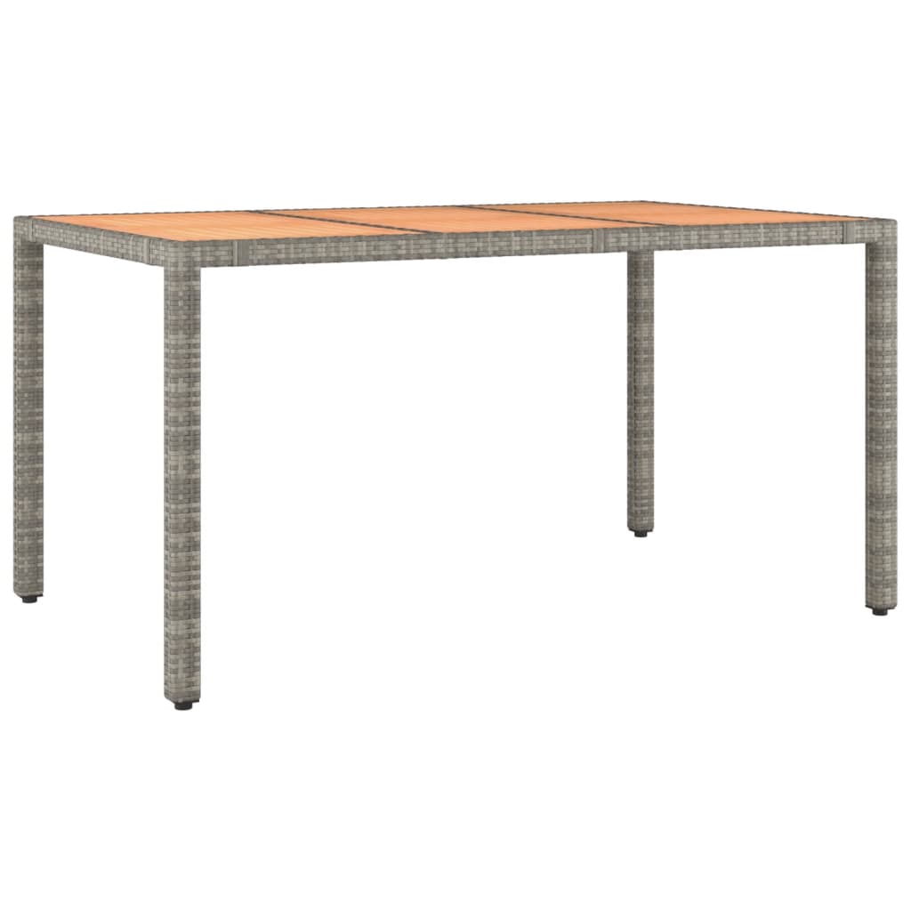 Gartentisch mit Holzplatte Grau Poly Rattan & Massivholz Akazie - Pazzar.ch