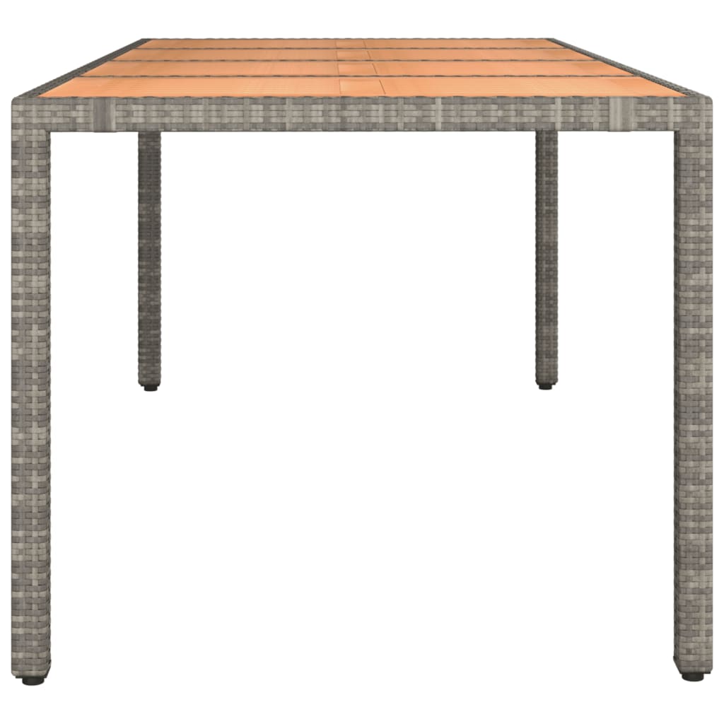 Gartentisch mit Holzplatte Grau Poly Rattan & Massivholz Akazie - Pazzar.ch