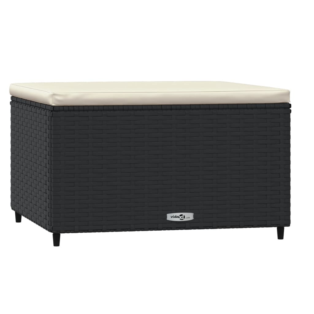 Gartenhocker mit Kissen 2 Stk. Schwarz Poly Rattan - Pazzar.ch