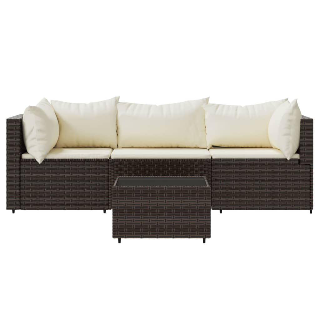 4-tlg. Garten-Lounge-Set mit Kissen Braun Poly Rattan - Pazzar.ch