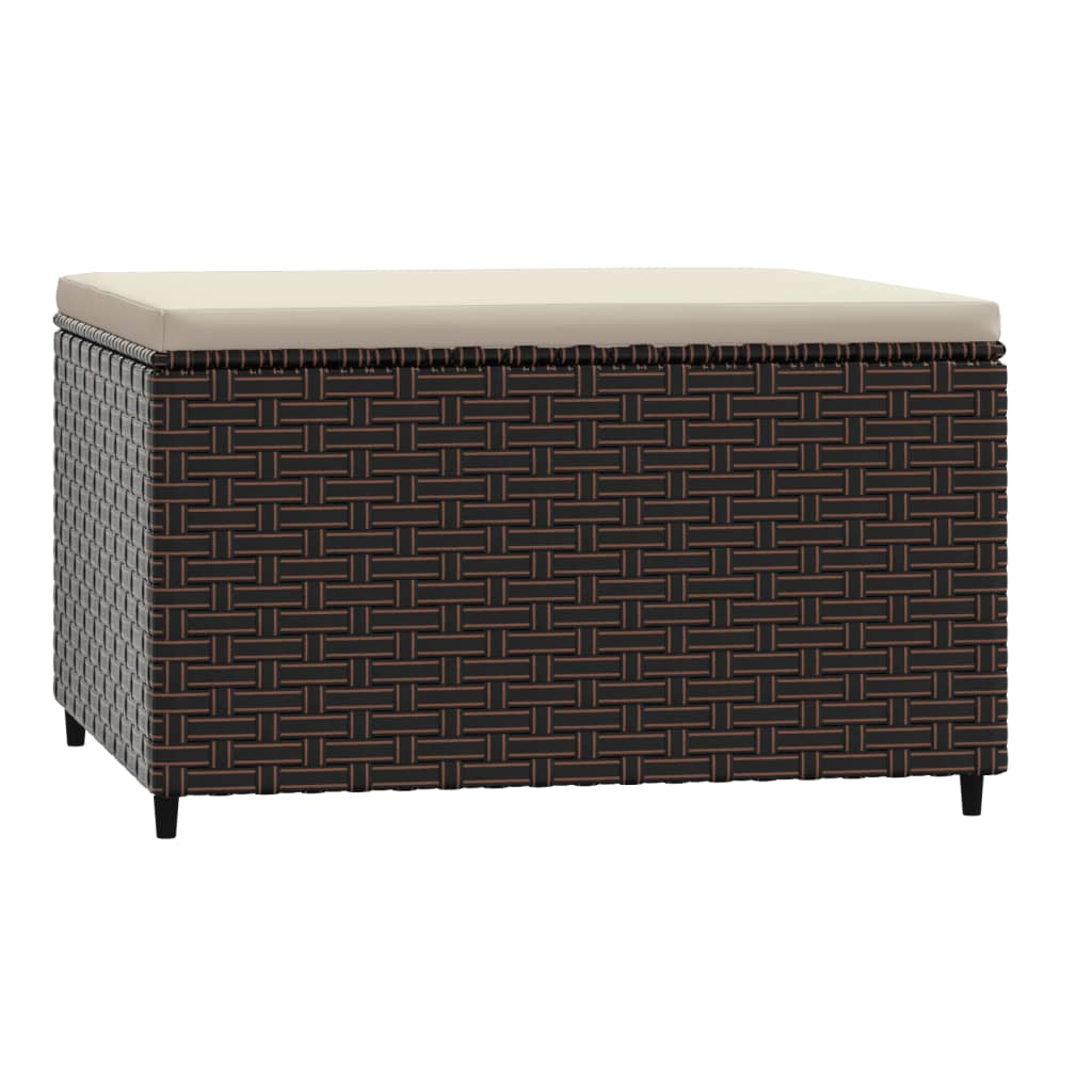 Gartenhocker mit Kissen Braun Poly Rattan - Pazzar.ch