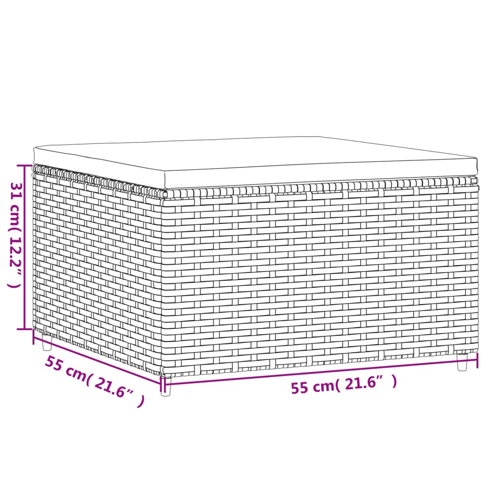 Gartenhocker mit Kissen Braun Poly Rattan - Pazzar.ch