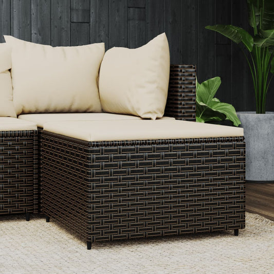 Gartenhocker mit Kissen Braun Poly Rattan - Pazzar.ch