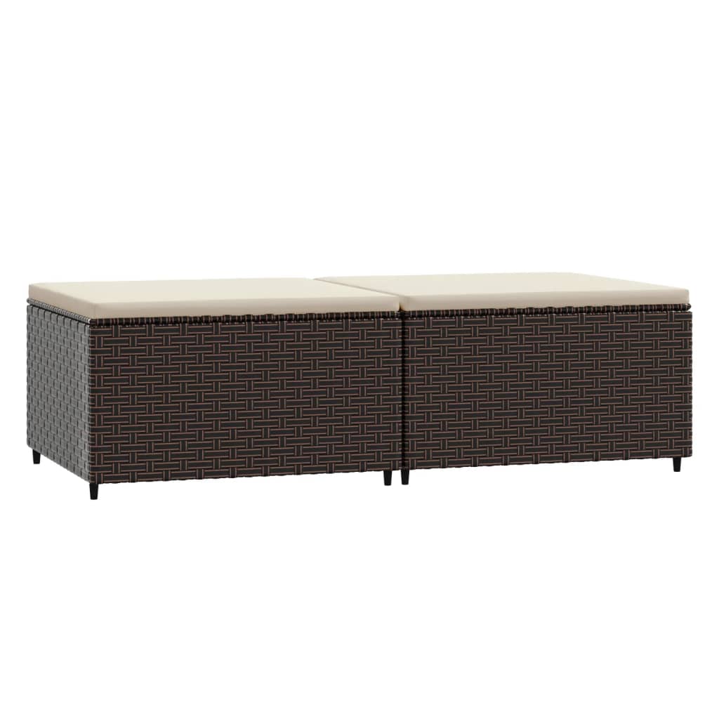 Gartenhocker mit Kissen 2 Stk. Braun Poly Rattan - Pazzar.ch